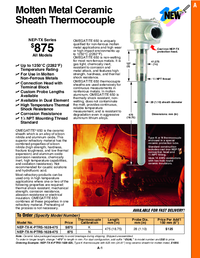 Thumbnail of document Data Sheet - NEP Molten Metal Ceramic Sheath & Cast Iron Head Thermocouple Probes